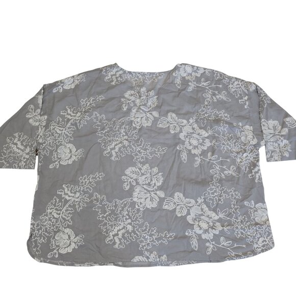 Cynthia Rowley Womens Plus Size 3X Floral Embroidered Gray Top - Picture 2 of 7